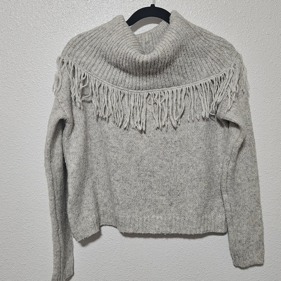 Anthropologie Moth mockneck sweater with fringe details wool blend size xs - Picture 1 of 12